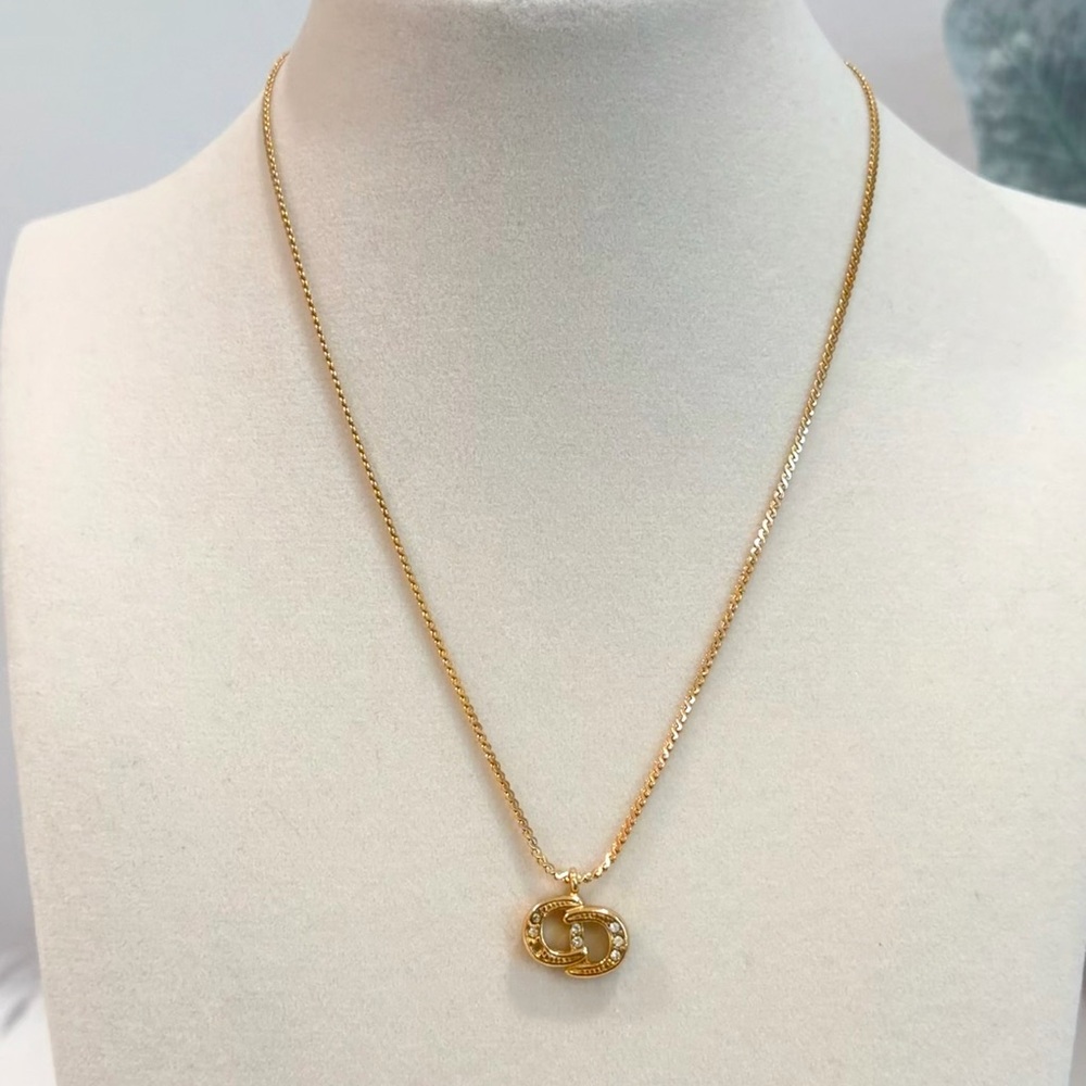 Christian Dior Crystal CD Logo Necklace - Picture 4 of 10